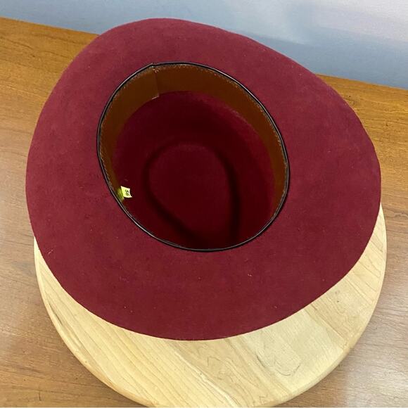 Borsalino Vintage Woven Brushed Red Felt Hat Calidad Superior Fedora Mens Sz 56 - Picture 8 of 9